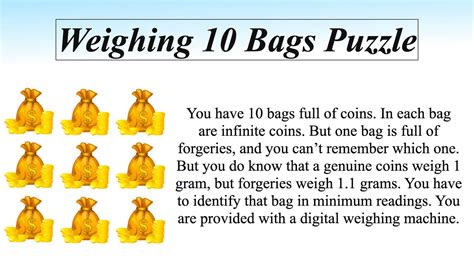 10 bags of coins riddle 1 bag is fake